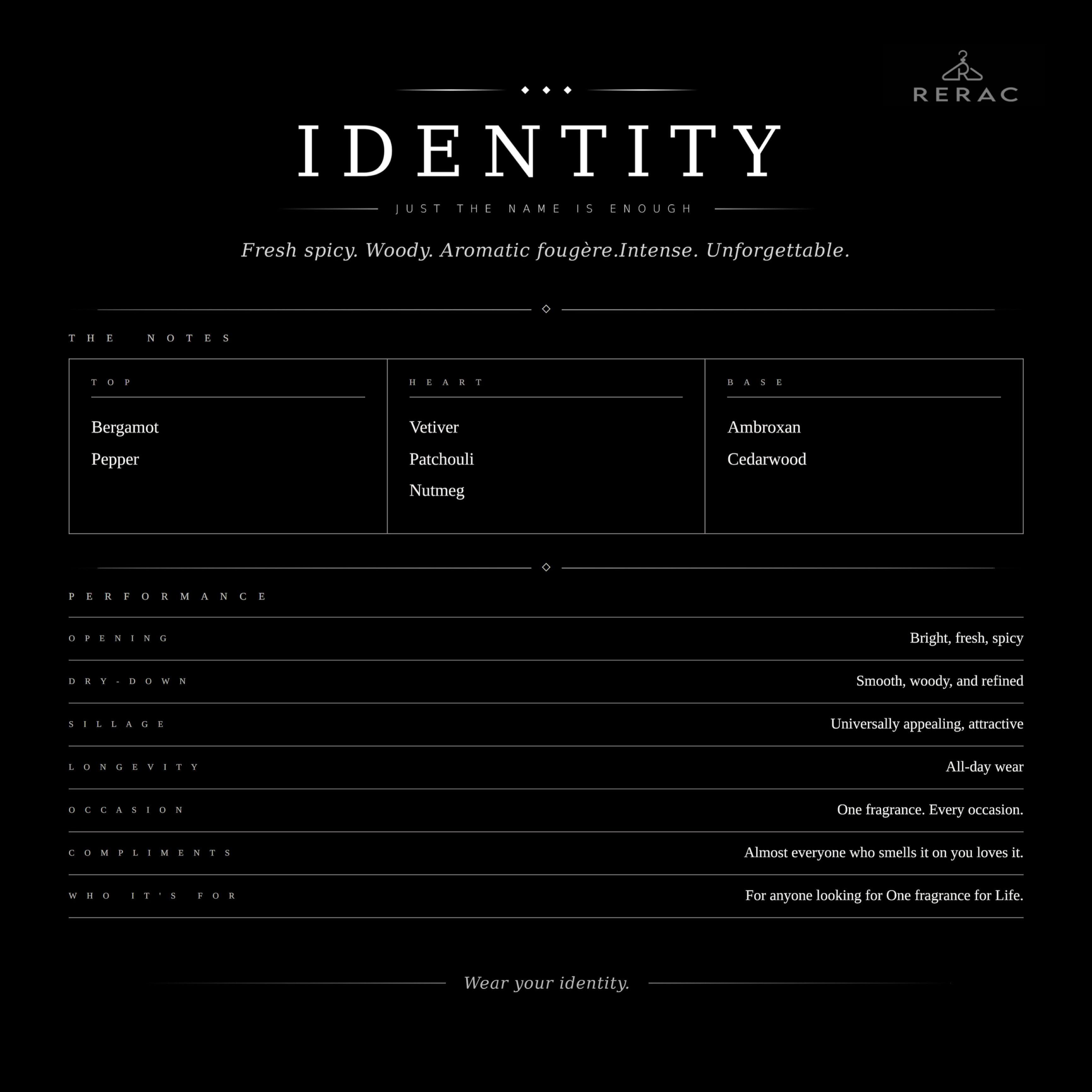 Rerac Identity - Fresh & Woody Fragrance For Men